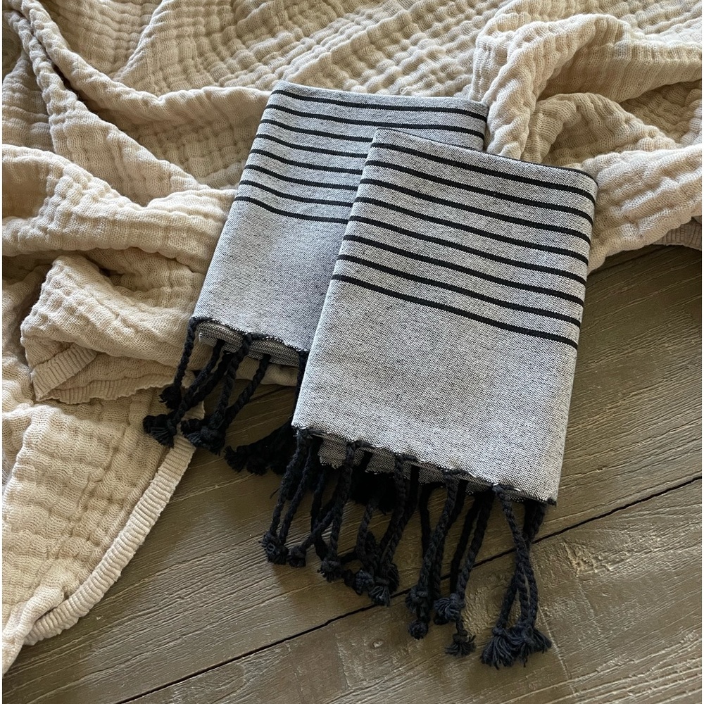 Tea Towels/Dish Towels 2 Gray and Black